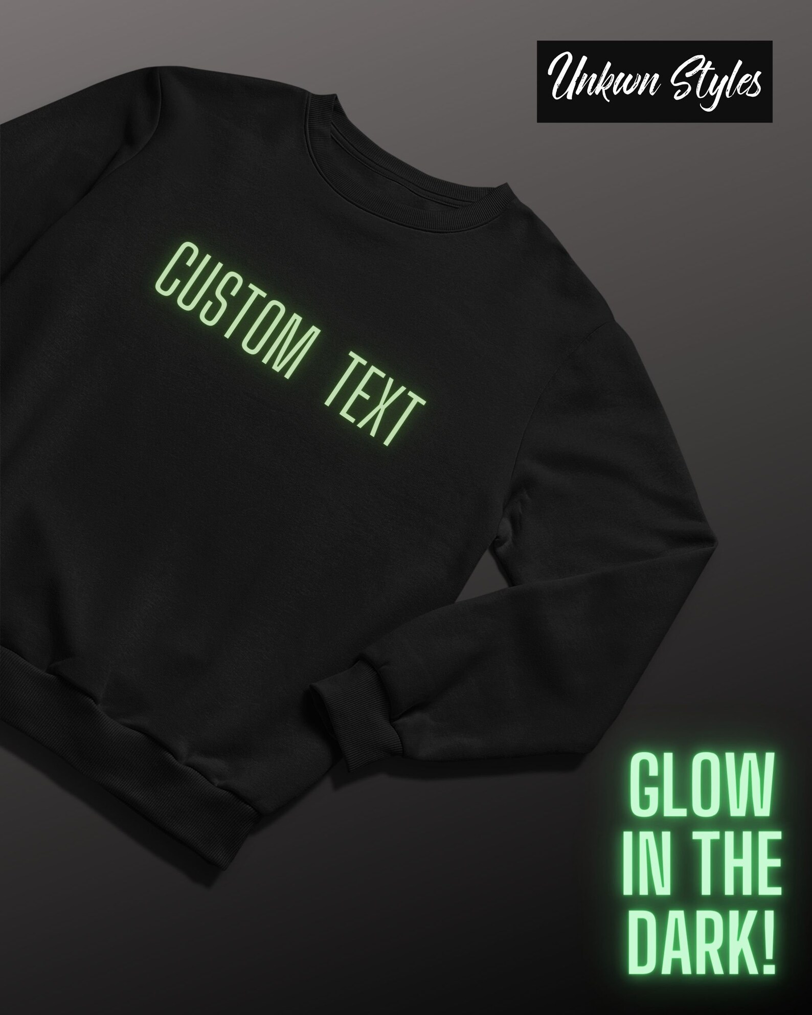 Custom Glow in the Dark Sweatshirt, Personalized Text - Etsy