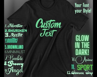 Custom Glow in the dark shirt, glow in the dark shirt, Custom T-shirt, Personalized gifts, Custom text shirt, Glow in the dark party