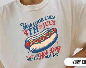 Comfort Colors® 4 juli-tröja BBQ-tröja Patriotisk tröja Varmkorvälskare Rolig 4 juli-tröja Självständighetsdagen-tröja Amerikansk flagga-tröja