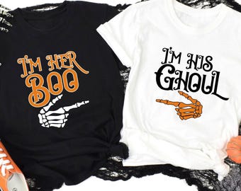 Halloween Matching Shirts Halloween Couple Shirt Skeleton Shirts Funny Halloween Shirts Matching Skeleton Hand Tees Spooky Couple Shirts