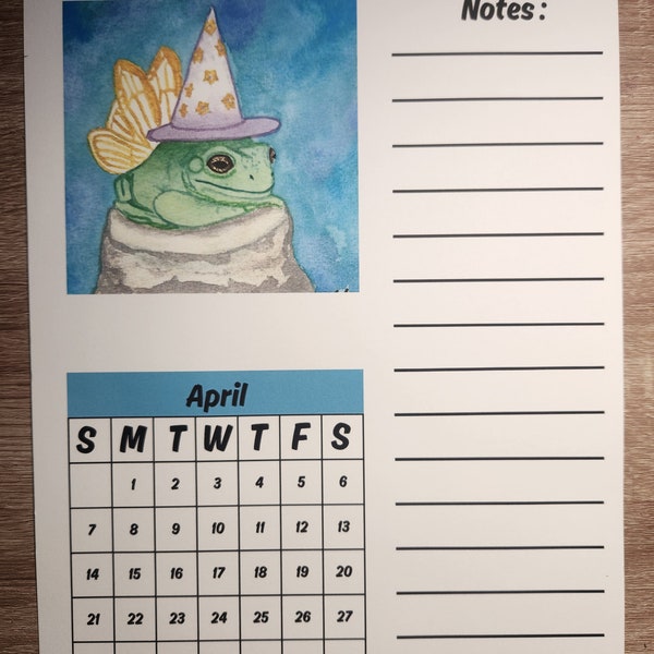April Monthly Calendar Printable 2024 Planner Wizard Frog Art