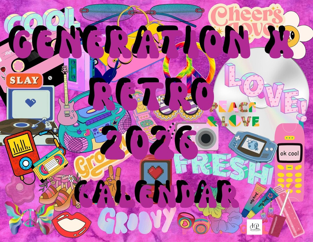 Updated Generation Calendar Generation X Retro Calendar 2026 Printable | Gen X Funny Throwback ...