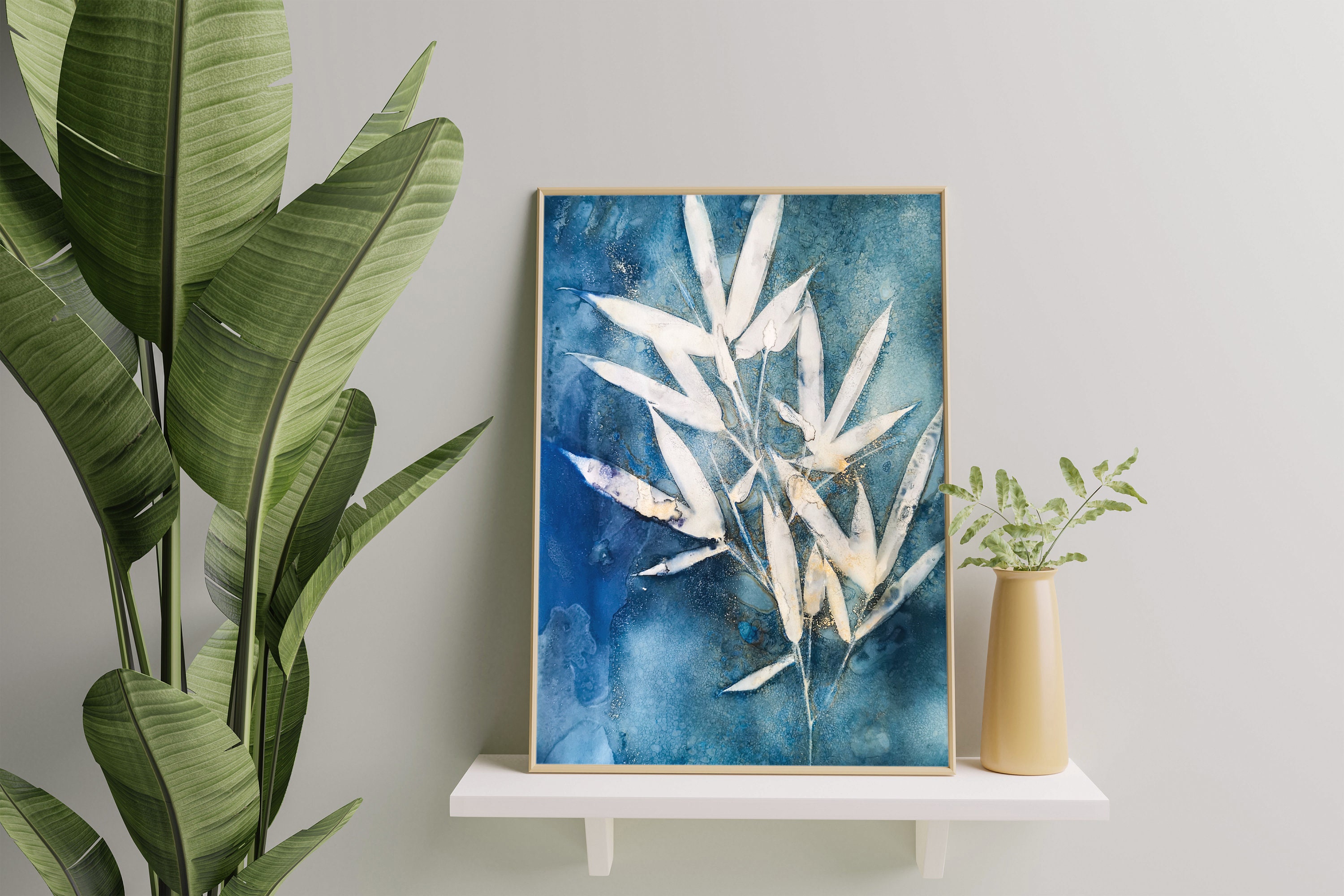 Cyanotype - Tirage Photographie Fine Art Bambou Limited Edition Décoration Murale Wall Home/Office D