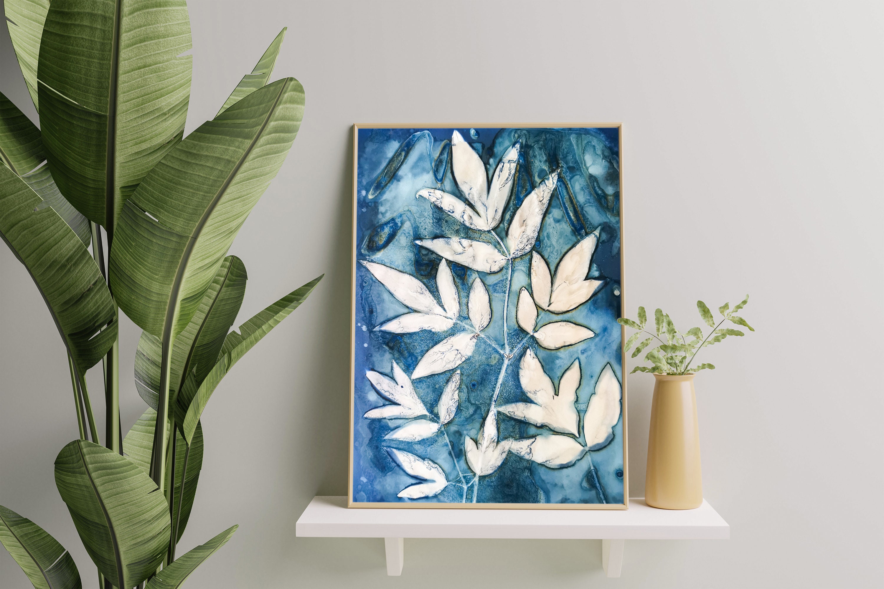 Cyanotype - Tirage Photographie Fine Art Pivoines Limited Edition Décoration Murale Wall Home/Office