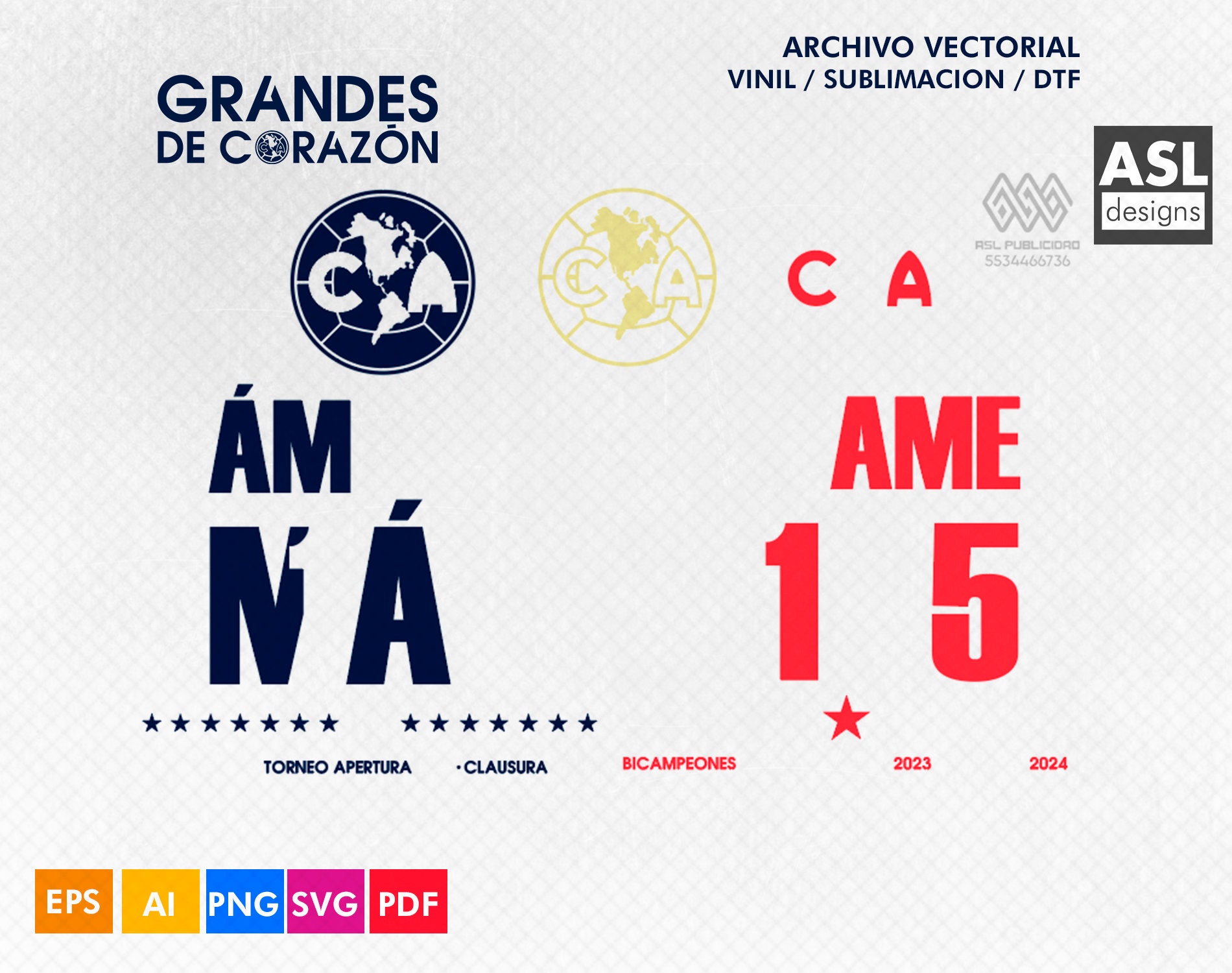 Club America Amame Mas Vector PNG Diseño para Playera BiCampeon 2024