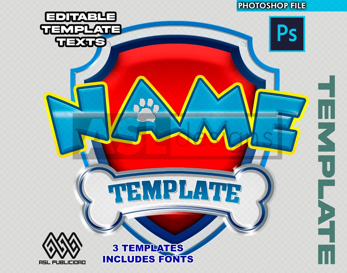 Paw Patrol Logo Template PSD Editable in Photoshop CC 2019 Onwards