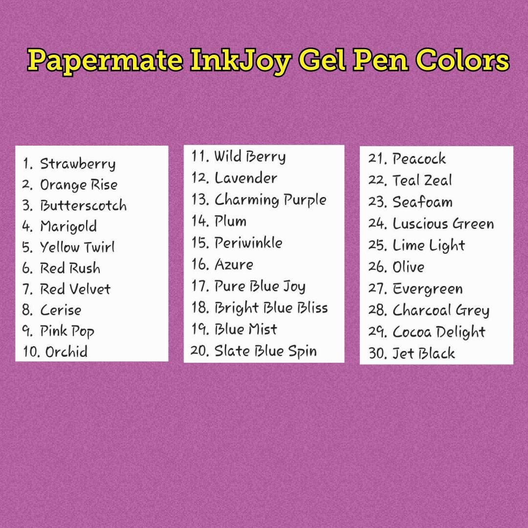 Papermate Gel 8 Color Set Medium Black, Blue, Green, Orange, Pink