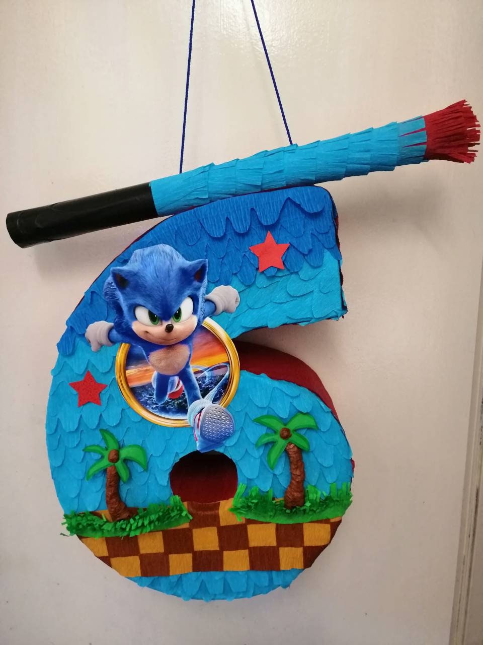 Sonic Number 7 Pinata With Stick Pinata Included Size 40cm We Can Make Any  Number on Request.main Island Uk Only Please 