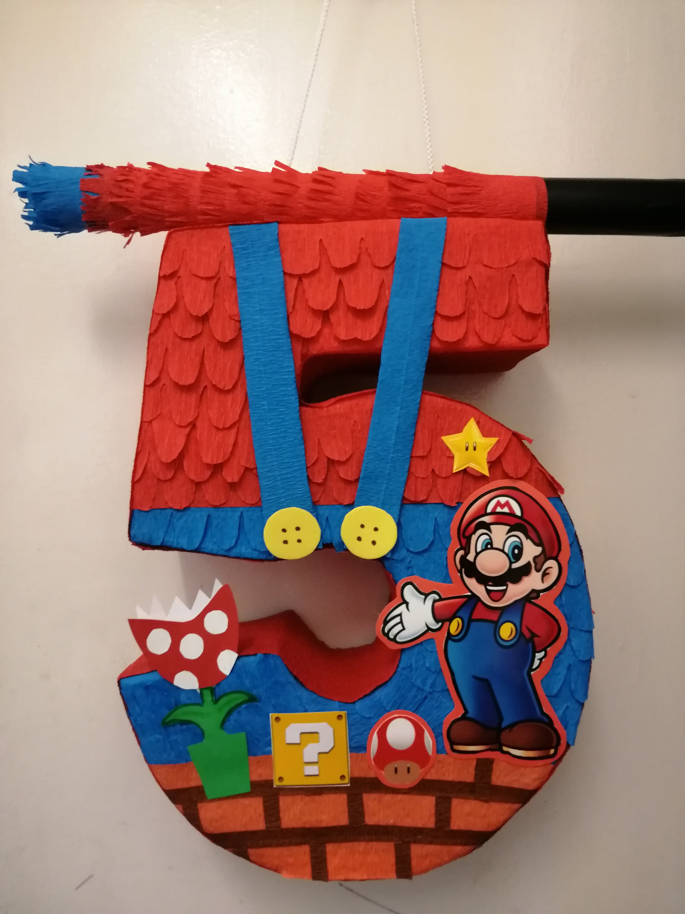 Number 5 Pinata Themed Mario Size 40cm With Stick Pinata Included main  Island Only 