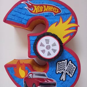 Number 3 pinata  themed car  wheels pinata , size 40cm ( Don't Postage To Belfast)