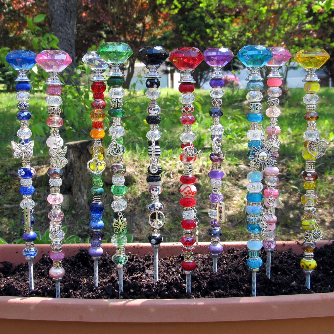 Pixie Stick Beaded Garden Stake Etsy