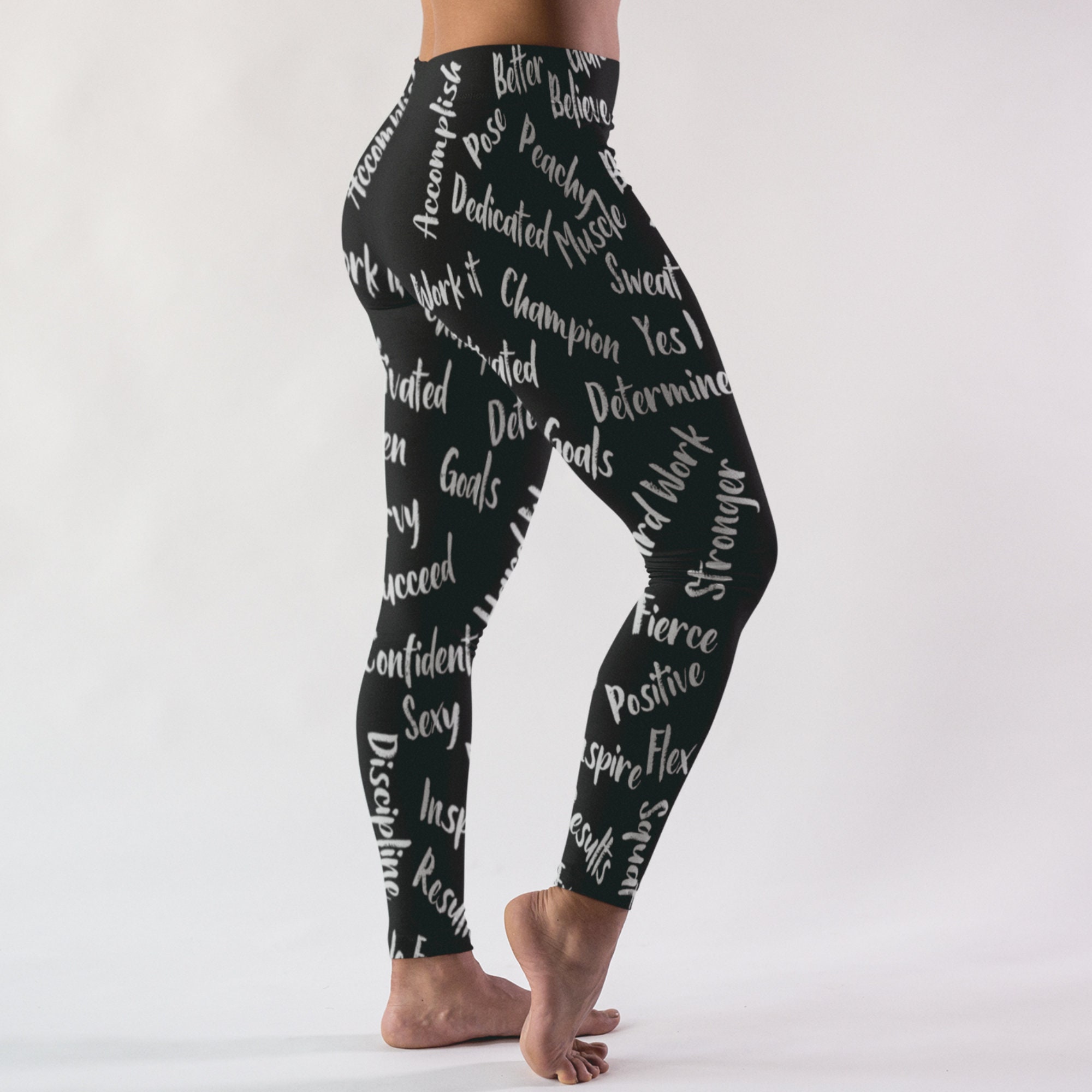 Motivational Word Art Womens Leggings 