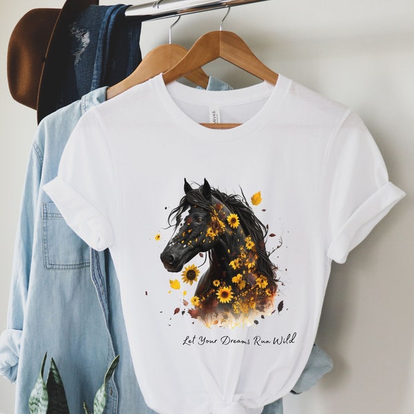 Sunflower Shirt Gift for Daughter, Horse Lover Gift T-shirt, Sunflower Lover Tshirt, Gifted Floral Shirt, Wildflower Nature Lover Gift Tee