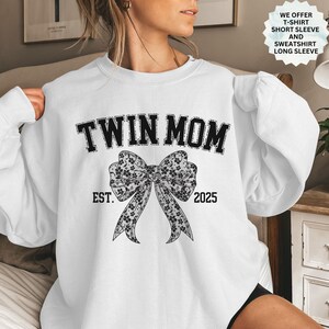 Personalized Twin Mom Sweatshirt Gift for Twin Mum, New Est. Twins Mama T-Shirt Present for Mothers Day, Mother of Twins Sweatert Xmas Gift