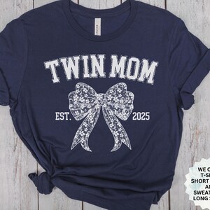 Personalized Twin Mom Sweatshirt Gift for Twin Mum, New Est. Twins Mama T-Shirt Present for Mothers Day, Mother of Twins Sweatert Xmas Gift