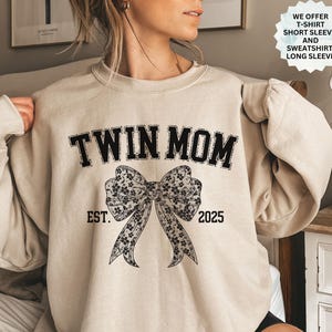 Personalized Twin Mom Sweatshirt Gift for Twin Mum, New Est. Twins Mama T-Shirt Present for Mothers Day, Mother of Twins Sweatert Xmas Gift