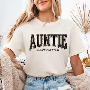 Personalized Auntie Sweatshirt with Kids Names, Custom Sweater Gift for Aunt of Boys Gift for Mothers Day Personalized Aunts Birthday Gifts