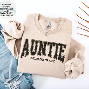 Personalized Auntie Sweatshirt with Kids Names, Custom Sweater Gift for Aunt of Boys Gift for Mothers Day Personalized Aunts Birthday Gifts