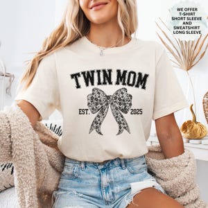 Personalized Twin Mom Sweatshirt Gift for Twin Mum, New Est. Twins Mama T-Shirt Present for Mothers Day, Mother of Twins Sweatert Xmas Gift