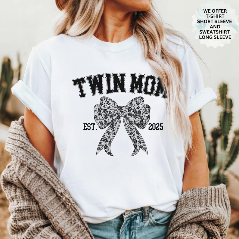 Personalized Twin Mom Sweatshirt Gift for Twin Mum, New Est. Twins Mama T-Shirt Present for Mothers Day, Mother of Twins Sweatert Xmas Gift