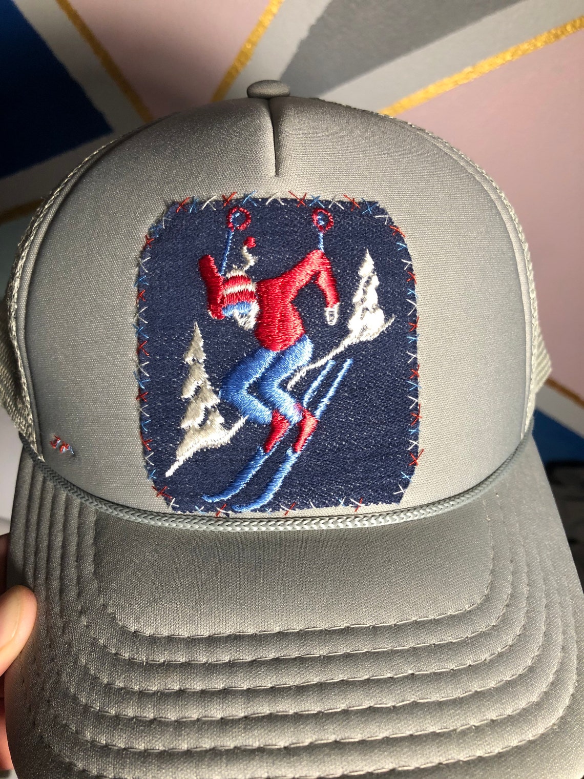 Vintage Skiing Patch Trucker Hat | Etsy