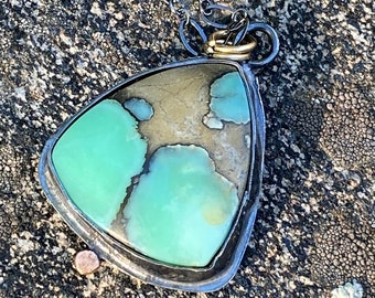 Desert Bloom Variscite Stone Pendant, Unique Turquoise Pendant Necklace