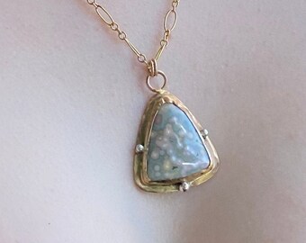 Ocean Jasper Pendant Necklace: 14k Gold Vermeil, Adjustable Chain