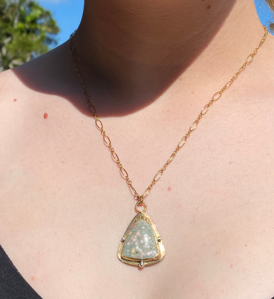 Ocean Jasper Pendant Necklace Jasper Jewelry Handmade Etsy