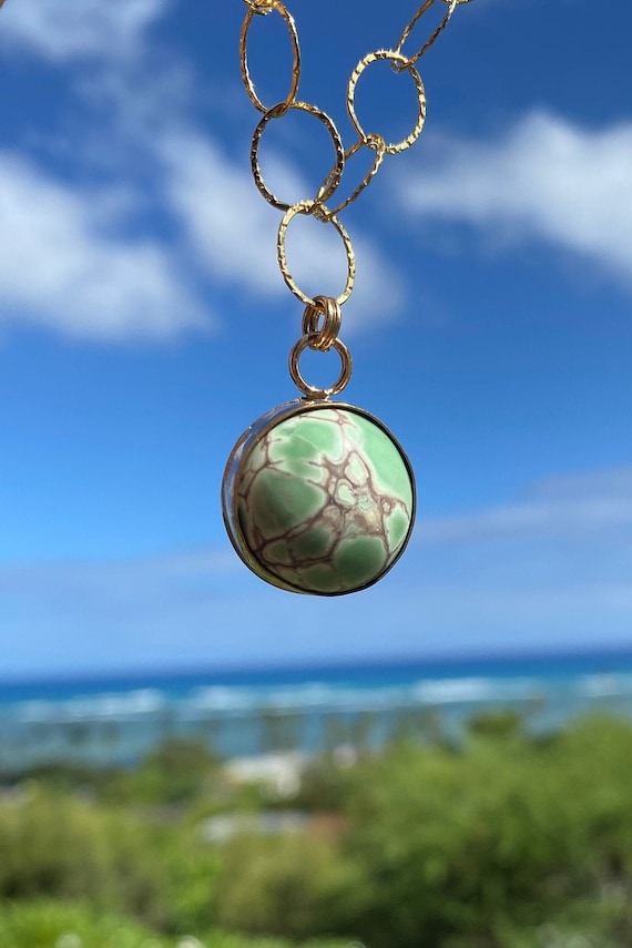 Clay Canyon Variscite Pendant Necklace: 14k Gold Vermeil Chain