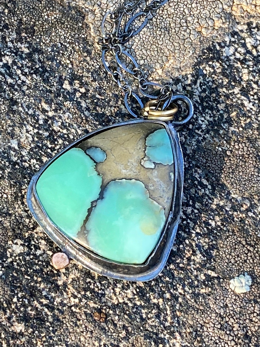 Desert Bloom Variscite Stone Pendant Unique Turquoise Pendant Etsy