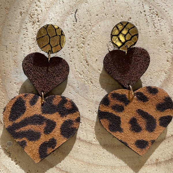 Boucles d’oreilles cuir léopard