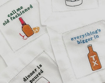 Set von 4 Cocktailservietten Digitale Stickdateien