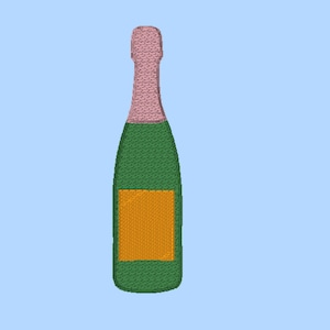 Editable Champagne Bottle Digital Embroidery File .be .pes