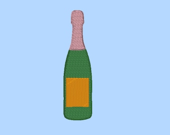 Bearbeitbare Champagner Flasche Digitale Stickdatei .be .pes