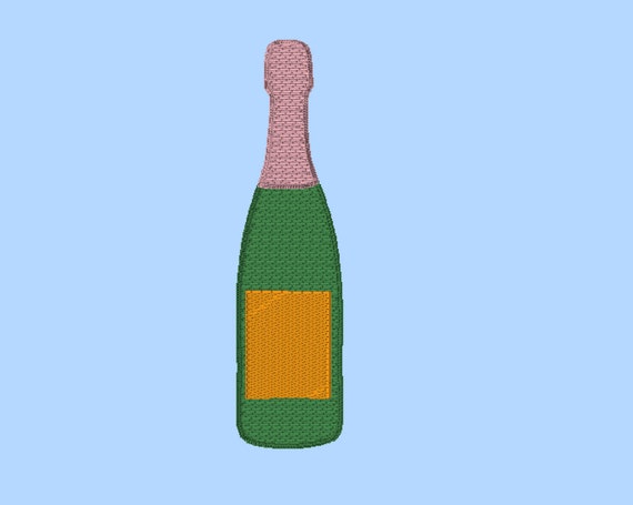 Editable Champagne Bottle Digital Embroidery File .be .pes