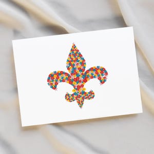 Printable Floral Fleur de Lis Post Card