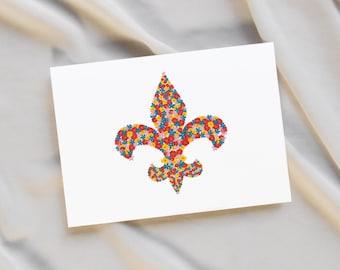 Blumen Fleur de Lis Postkarte zum Ausdrucken