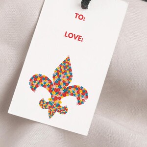 Afdrukbaar cadeaukaartje | Florale fleur de lis | 2 x 3,5 inch