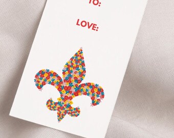 Printable Geschenkanhänger | Florale Fleur de Lis | 2.5cm