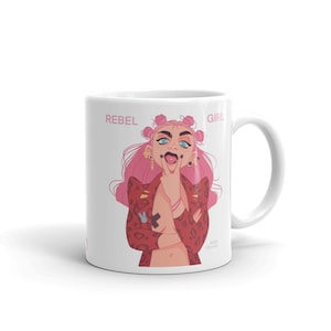 Empowering Modern Feminist Design Ceramic Mug - ‘Rebel Girl’ 325 ml Feminist Coffee Cup | Unique Feminist-Themed Gift Ideas for Her