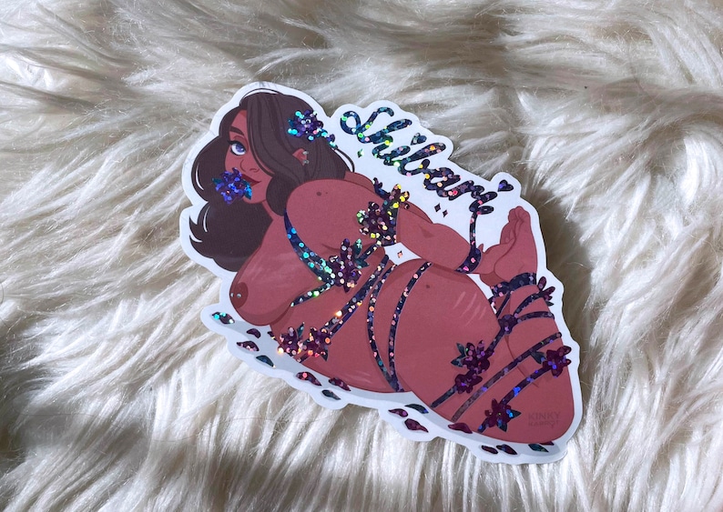 Shibari Holographic Sticker | Artistic Rope Art Vinyl Sticker | Body-Positive Empowerment Art image 4
