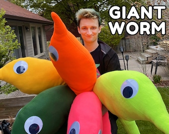 5'4" Life Sized Giant Worm on a String Fleece Plush