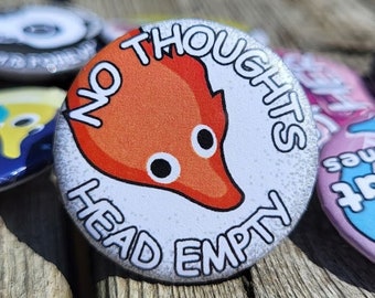 1" No Thoughts, Head Empty Worm on a String Pin
