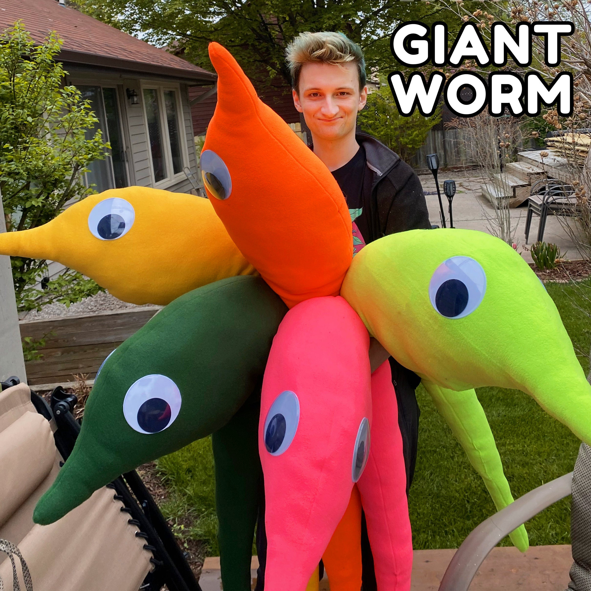 GIANT Worm on a String Plushies Stuffed Animals & Plushies Toys etna.com.pe