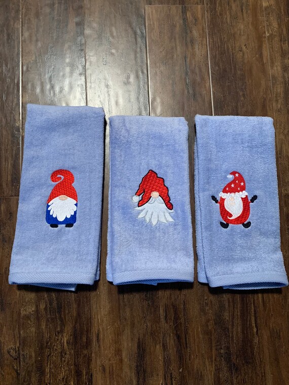 Christmas Gnome Hand Towels. Custom Embroidered. Set of Three Etsy