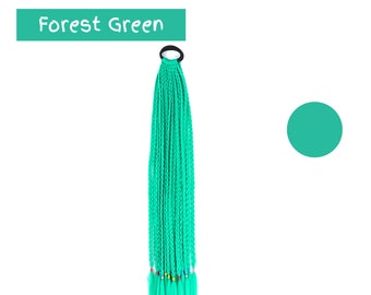 Candy Tail-Forest Green - 24 Inch,  12 plaits  perfect for kids, adults, festival’s, sport carnivals, fancy dress, crazy hair day