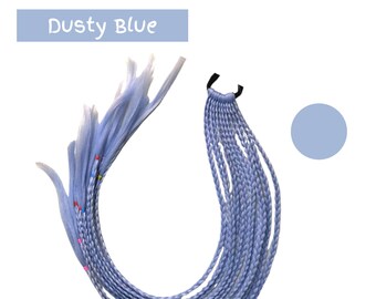 Candy Tail-Dusty Blue - 24 Inch,  12 plaits  perfect for kids, adults, festival’s, sport carnivals, fancy dress, crazy hair day