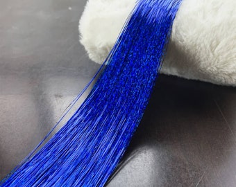 Sparkle Sapphire Blue- Hair tinsel, Fairy hair strings, holographic hair, festival hair, sparkly hair  48 Inches