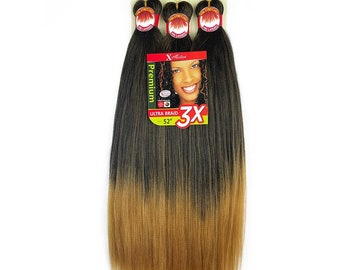 Black & Brown 3 X Pre-Stretched Hair for easy braid ready to use . 52” inches