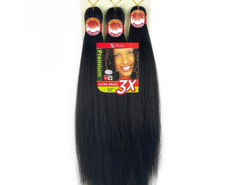 3 X Pre-Stretched Hair for easy braid ready to use . 52” inches